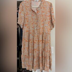 Light Orange Paisley Midi Dress - Unbranded